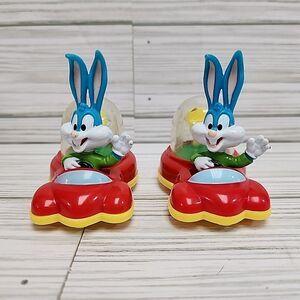 Lot of 2 Vintage 1992 Buster Bunny Red Toy Cars Basket Ball Popper Cake Topper